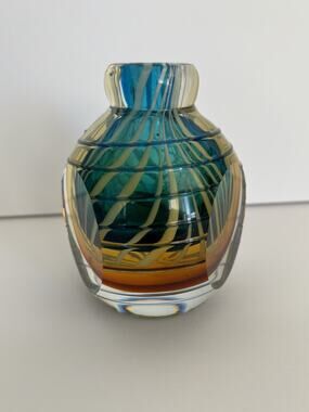 Murano Vintage Handmade Italian Art Glass Multicolor Perfume Bottle , No Top